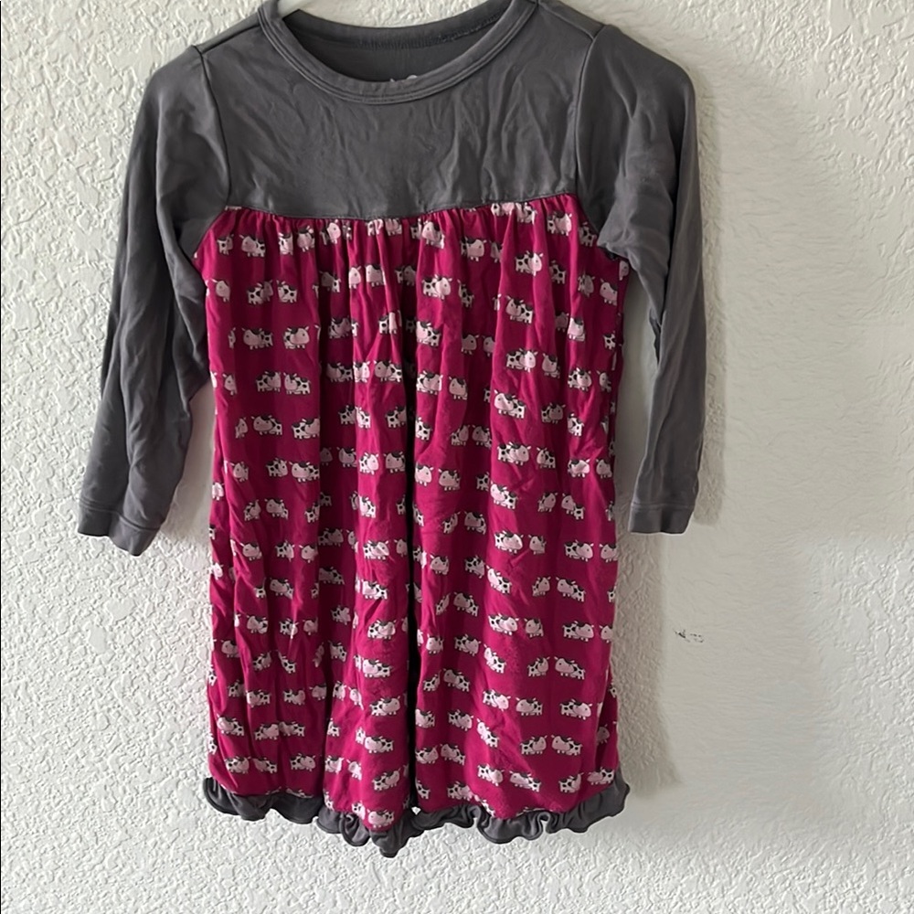 Kickee Pants Gray and Pink Kids Casual Dress